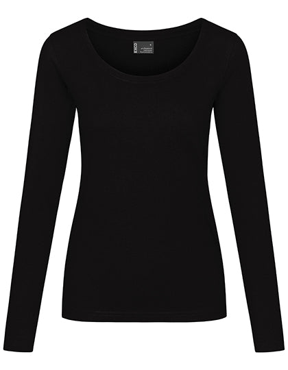 Women´s T-Shirt Long Sleeve in Black, Größe 3XL