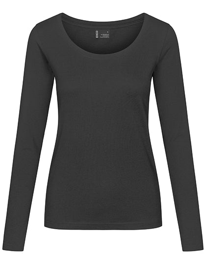 Women´s T-Shirt Long Sleeve in Charcoal (Solid), Größe 3XL