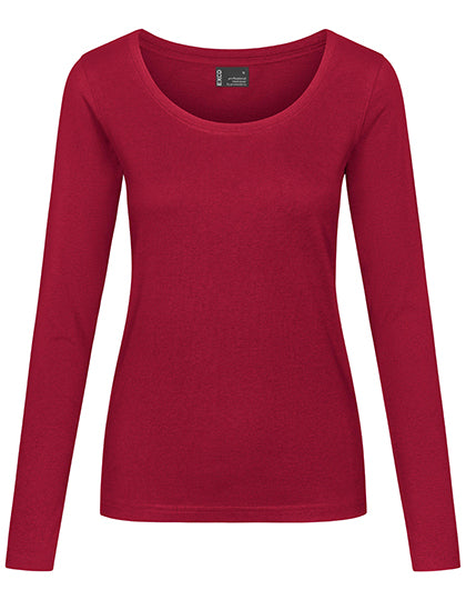 Women´s T-Shirt Long Sleeve in Granat, Größe 3XL