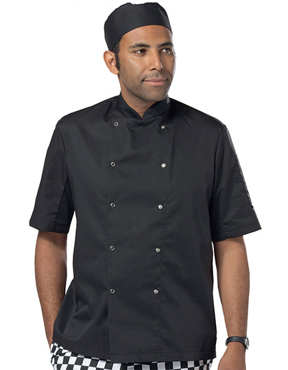 Short Sleeve Snap Stud Fastening Jacket in Black, Größe 4XL