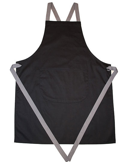 Apron With Grey Ties Crossover in Black, Größe 70 x 91 cm