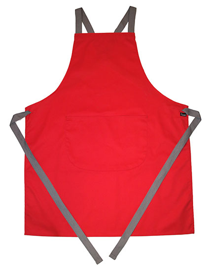 Apron With Grey Ties Crossover in Red, Größe 70 x 91 cm