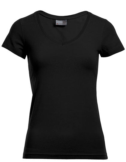 Women´s Slim Fit V-Neck-T in Black, Größe 3XL