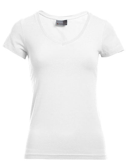 Women´s Slim Fit V-Neck-T in White, Größe 3XL