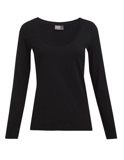 Women´s Slim Fit-T Long Sleeve in Black, Größe XXL