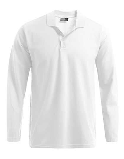Men´s Heavy Polo Long Sleeve in White, Größe 5XL