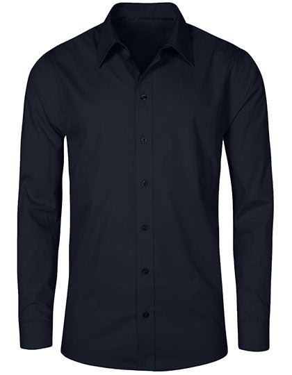 Men´s Poplin Shirt Long Sleeve in Navy, Größe 5XL