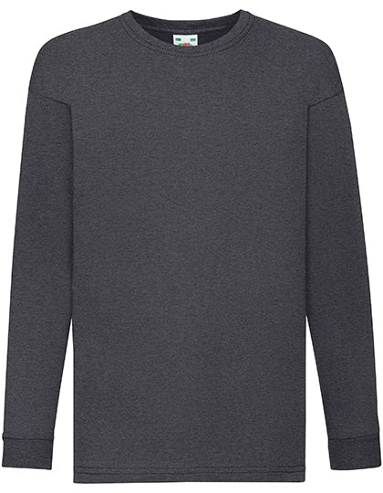 Kids´ Valueweight Long Sleeve T in Dark Grey Heather, Größe 164