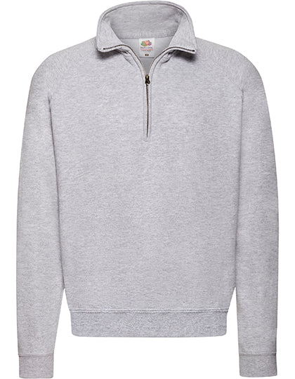 Classic Zip Neck Sweat in Heather Grey, Größe XXL