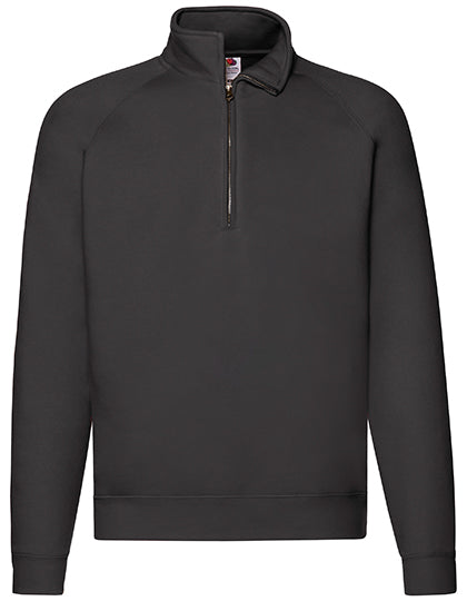 Premium Zip Neck Raglan Sweat in Black, Größe 4XL