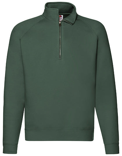 Premium Zip Neck Raglan Sweat in Bottle Green, Größe XXL