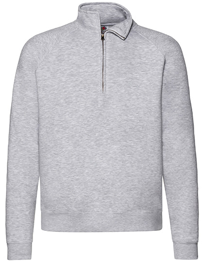 Premium Zip Neck Raglan Sweat in Heather Grey, Größe 4XL