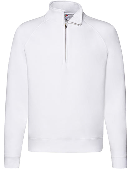 Premium Zip Neck Raglan Sweat in White, Größe XXL