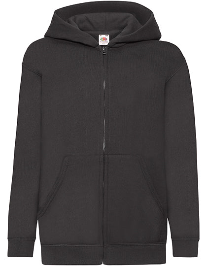 Kids´ Classic Hooded Sweat Jacket in Black, Größe 164