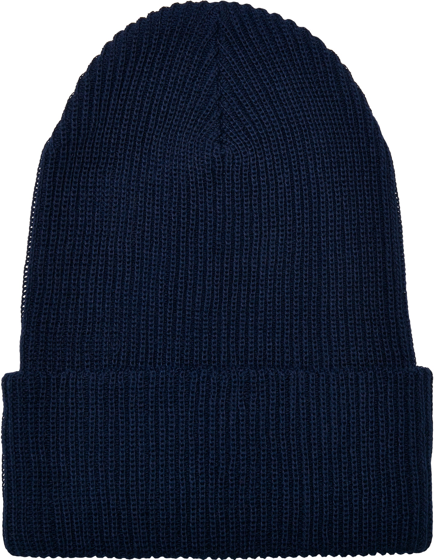 Recycled Yarn Ribbed Knit Beanie in Navy, Größe One Size