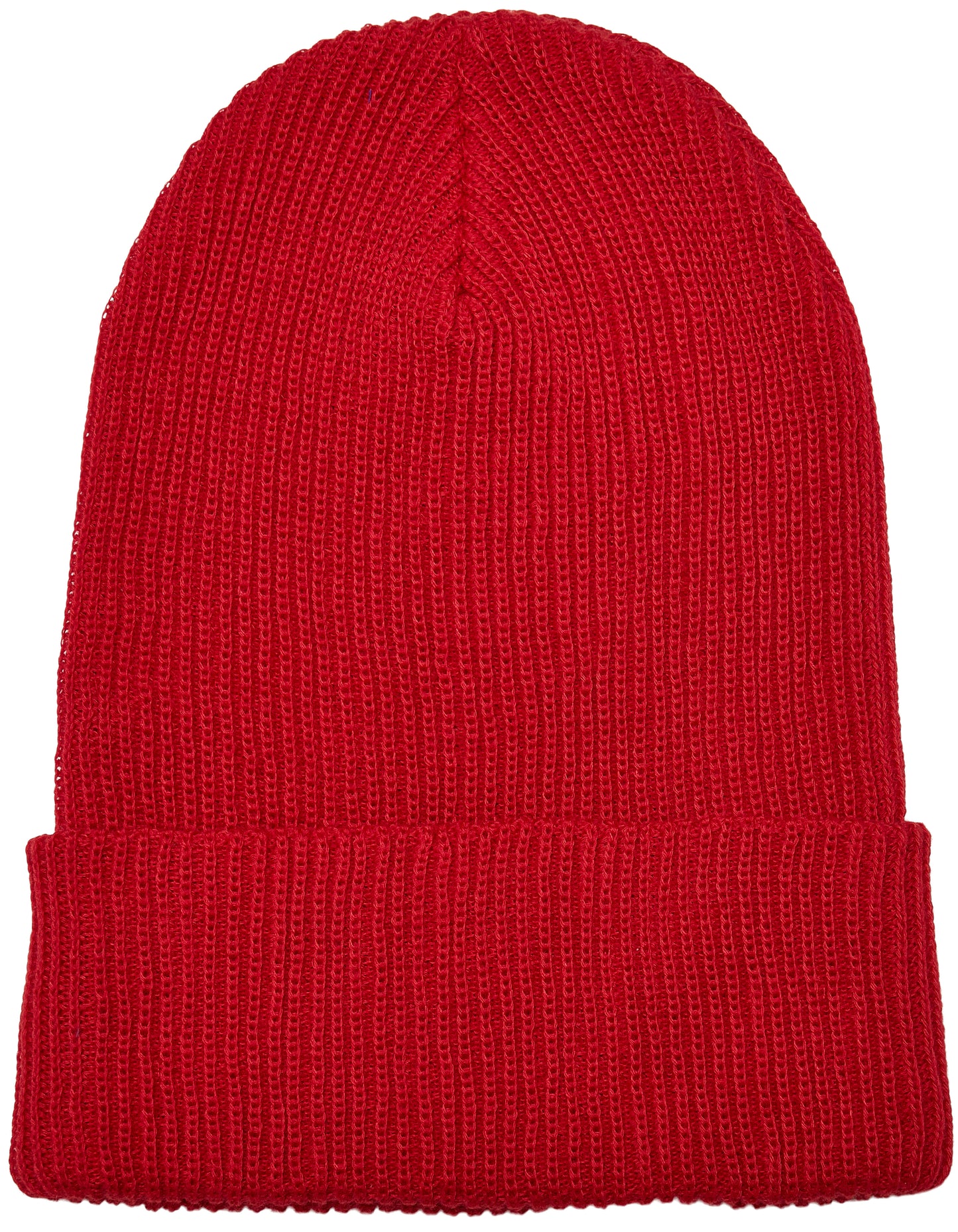Recycled Yarn Ribbed Knit Beanie in Red, Größe One Size