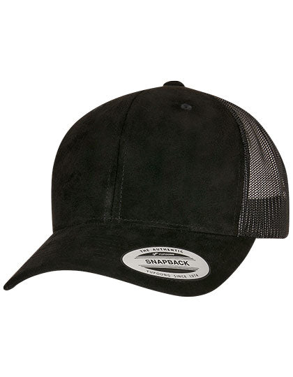 Suede Leather Trucker Cap in Black, Größe One Size