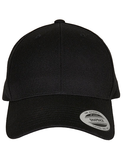 Premium Curved Visor Snapback Cap in Black, Größe One Size