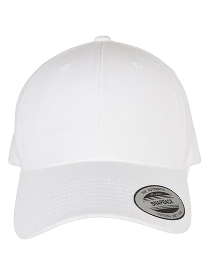 Premium Curved Visor Snapback Cap in White, Größe One Size