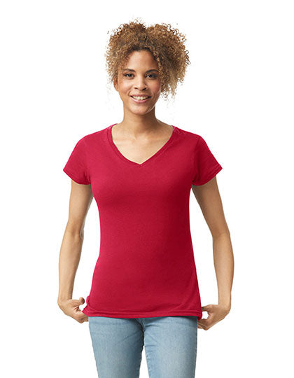 Softstyle® Women´s V-Neck T-Shirt in Cherry Red, Größe XXL