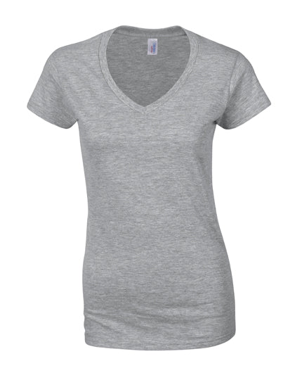 Softstyle® Women´s V-Neck T-Shirt in Sport Grey (Heather), Größe XXL