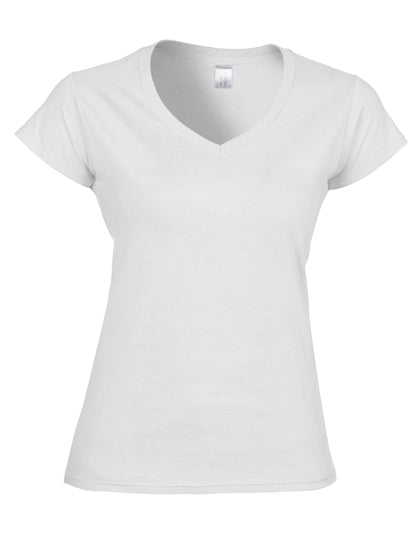Softstyle® Women´s V-Neck T-Shirt in White, Größe XXL