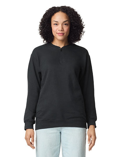 Softstyle® Midweight Adult Fleece 1/4 Zip Sweatshirt in Black, Größe XXL