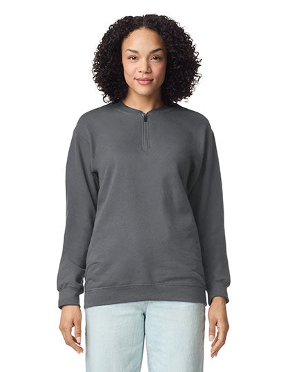 Softstyle® Midweight Adult Fleece 1/4 Zip Sweatshirt in Charcoal (Solid), Größe XXL