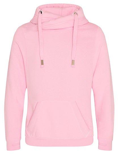 Cross Neck Hoodie in Baby Pink, Größe XS