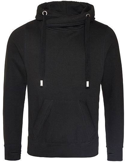 Cross Neck Hoodie in Jet Black, Größe XS