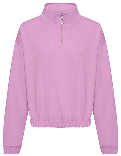 Women´s Cropped 1/4 Zip Sweat in Lavender, Größe XL