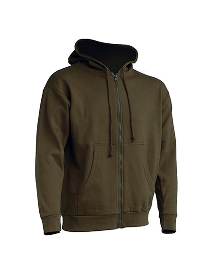 Zipped Hooded Sweater in Khaki, Größe XXL