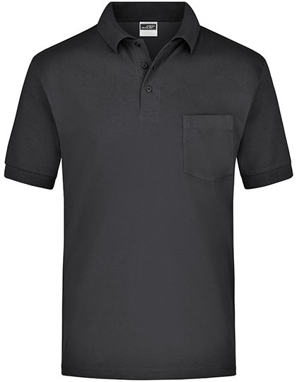 Polo-Piqué Pocket in Black, Größe 3XL