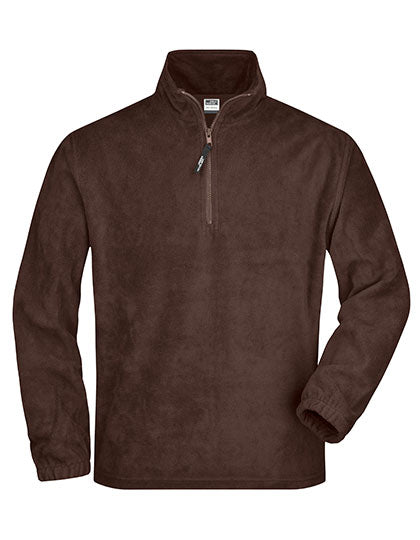 Half-Zip Fleece in Brown, Größe XXL