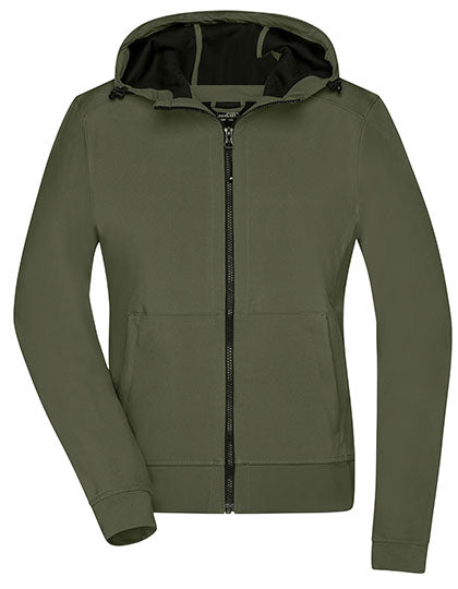 Ladies´ Hooded Softshell Jacket in Olive, Größe XXL