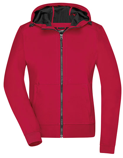 Ladies´ Hooded Softshell Jacket in Red, Größe XXL