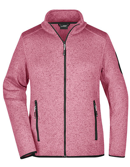 Ladies´ Knitted Fleece Jacket in Pink Melange, Größe XXL