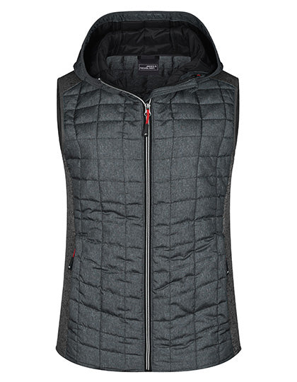 Ladies´ Knitted Hybrid Vest in Grey Melange, Größe XXL