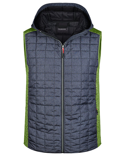 Men´s Knitted Hybrid Vest in Kiwi Melange, Größe 3XL
