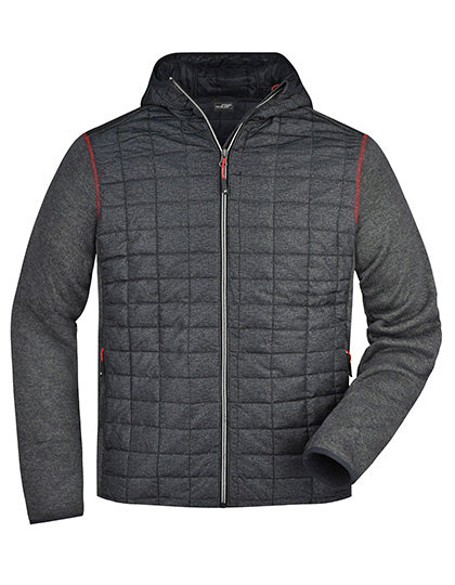 Men´s Knitted Hybrid Jacket in Grey Melange, Größe 3XL