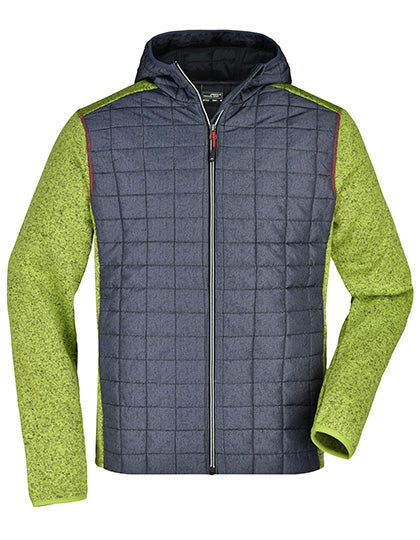 Men´s Knitted Hybrid Jacket in Kiwi Melange, Größe 3XL