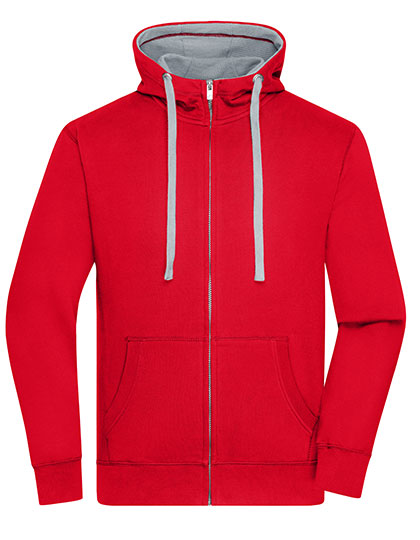 Men´s Lifestyle Zip-Hoody in Red, Größe 3XL