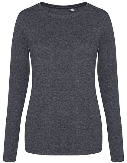 Women´s Long Sleeve Tri-Blend T in Heather Charcoal, Größe XL