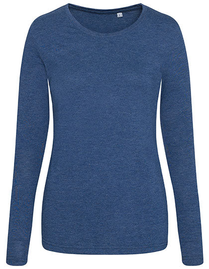 Women´s Long Sleeve Tri-Blend T in Heather Navy, Größe XL
