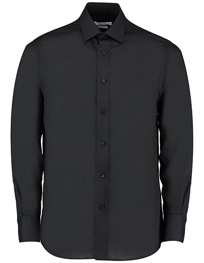 Men´s Tailored Fit Business Poplin Shirt Long Sleeve in Black, Größe 47 (XXL/18H)