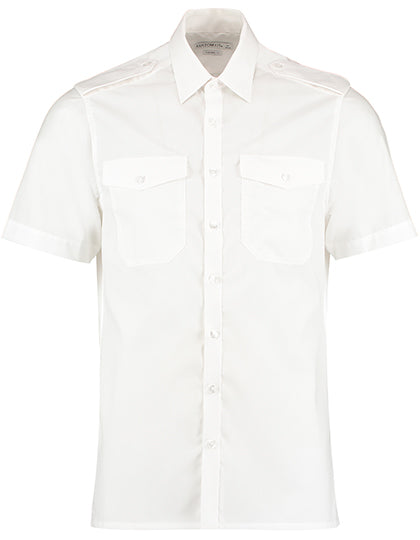 Men´s Tailored Fit Pilot Shirt Short Sleeve in White, Größe 49/50 (3XL/19H)