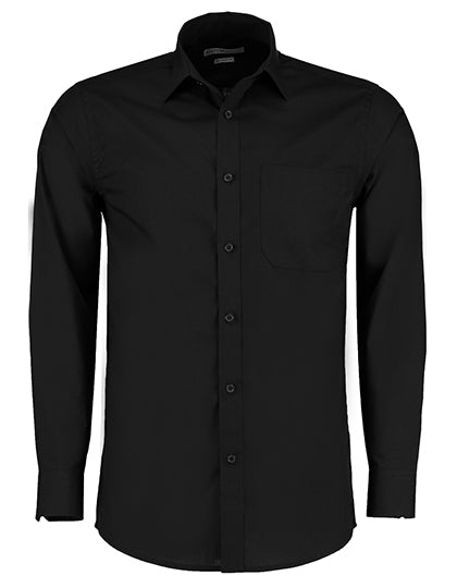 Men´s Tailored Fit Poplin Shirt Long Sleeve in Black, Größe 58/59 (23)