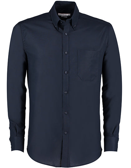 Men`s Slim Fit Workwear Oxford Shirt Long Sleeve in French Navy, Größe 45/46 (18)