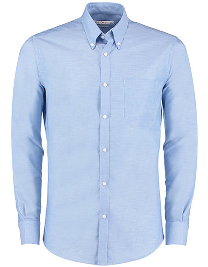 Men`s Slim Fit Workwear Oxford Shirt Long Sleeve in Light Blue, Größe 45/46 (18)