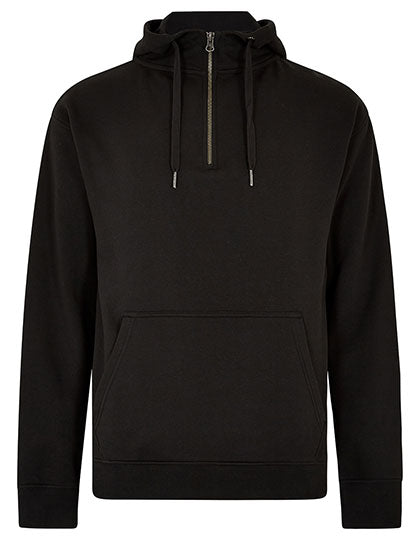 Regular Fit 1/4 Zip Hoodie in Black, Größe 3XL